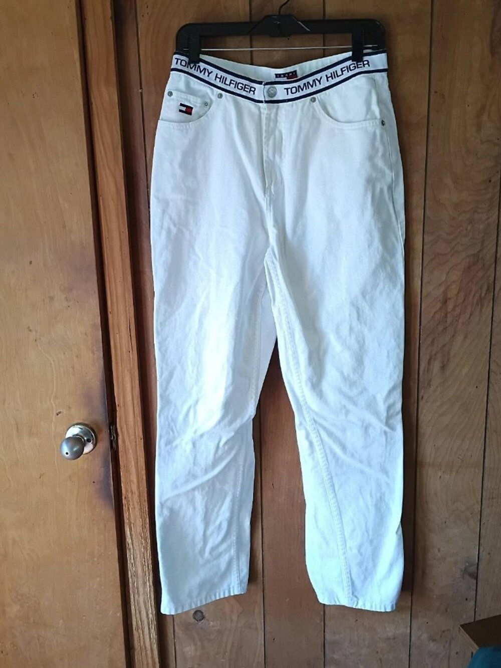 Tommy Hilfiger Jeans Women’s Size 12 White High Rise Straight Leg Cotton Logo